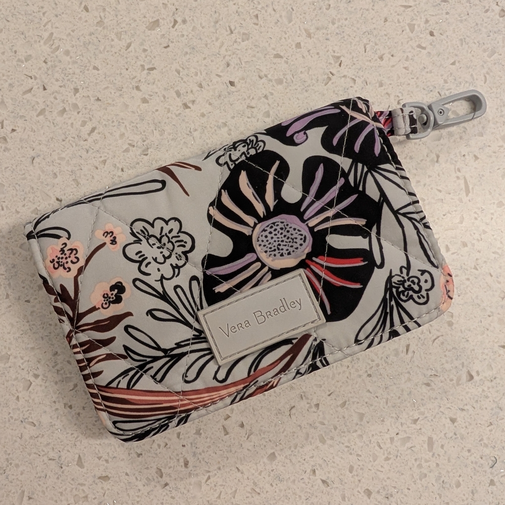 Vera Bradley Black and Purple Wallet with Floral Design
